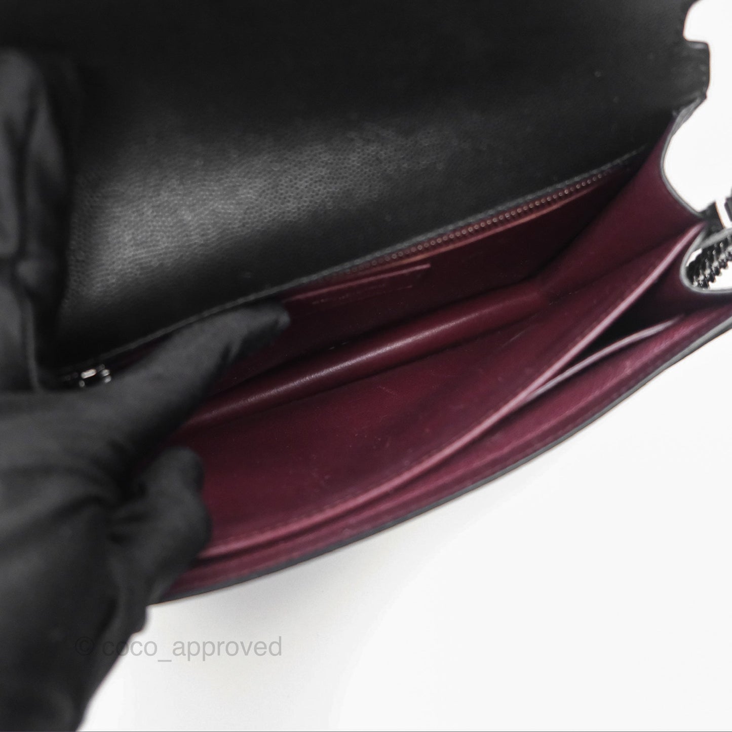 Saint Laurent Cassandra in Grain De Poudre Embossed Leather Black
