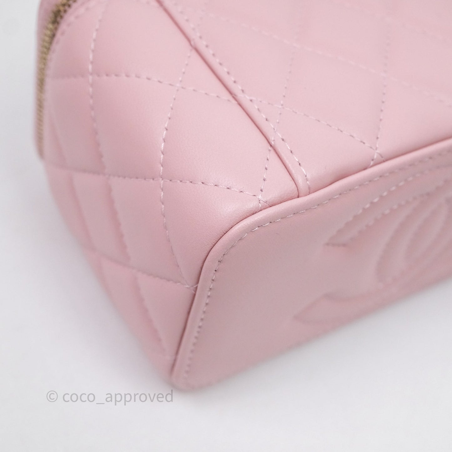 Chanel Vanity with Multicolor Resin Chain Pink Lambskin Aged Gold Hardware