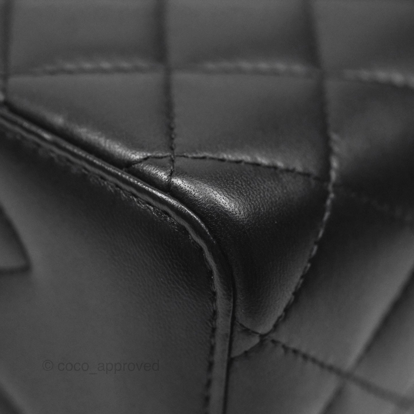 Chanel Quilted Vanity Rectangular with Camellia Adjustable Chain Black Lambskin 23S