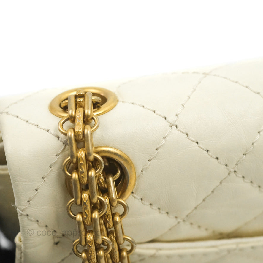 Chanel Mini Reissue 224 White Ivory Aged Calfskin Aged Gold Hardware