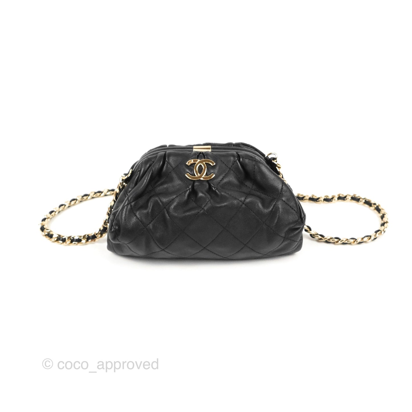 Chanel Black Clutch Bag Lambskin Gold Hardware