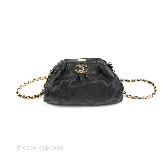 Chanel Black Clutch Bag Lambskin Gold Hardware