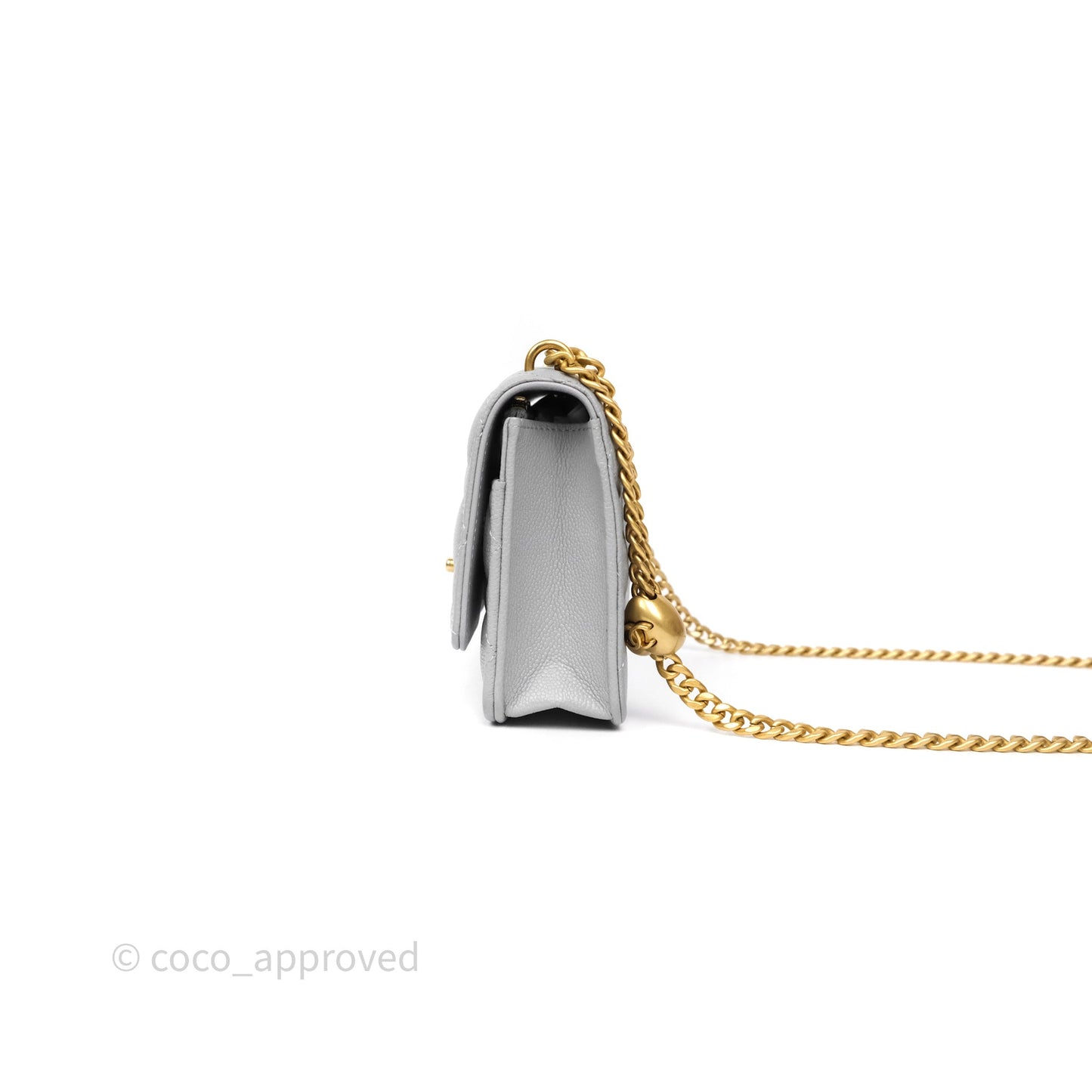 Chanel Heart Adjustable Chain WOC Grey Caviar Aged Gold Hardware