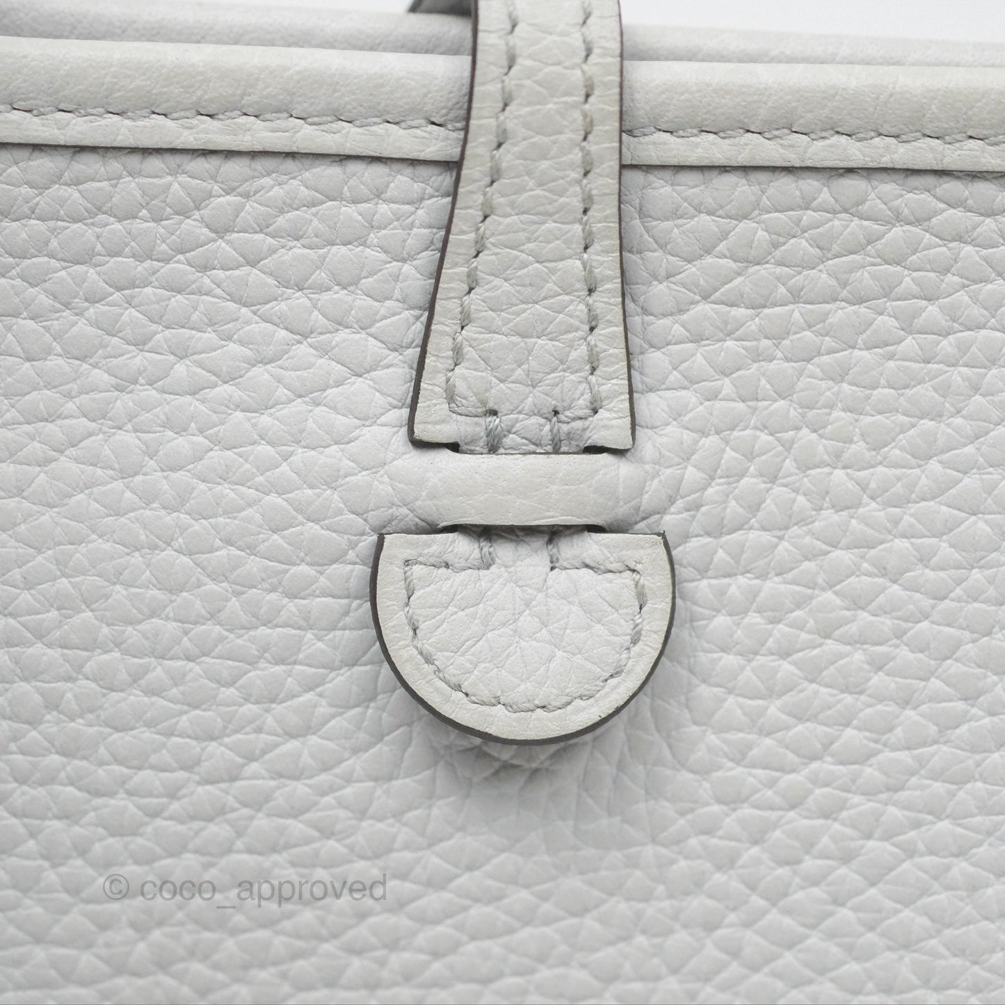 Hermès Mini Evelyne 16 Bleu Pale 08 Clemence/ Gris Etain 8F Gold Hardware