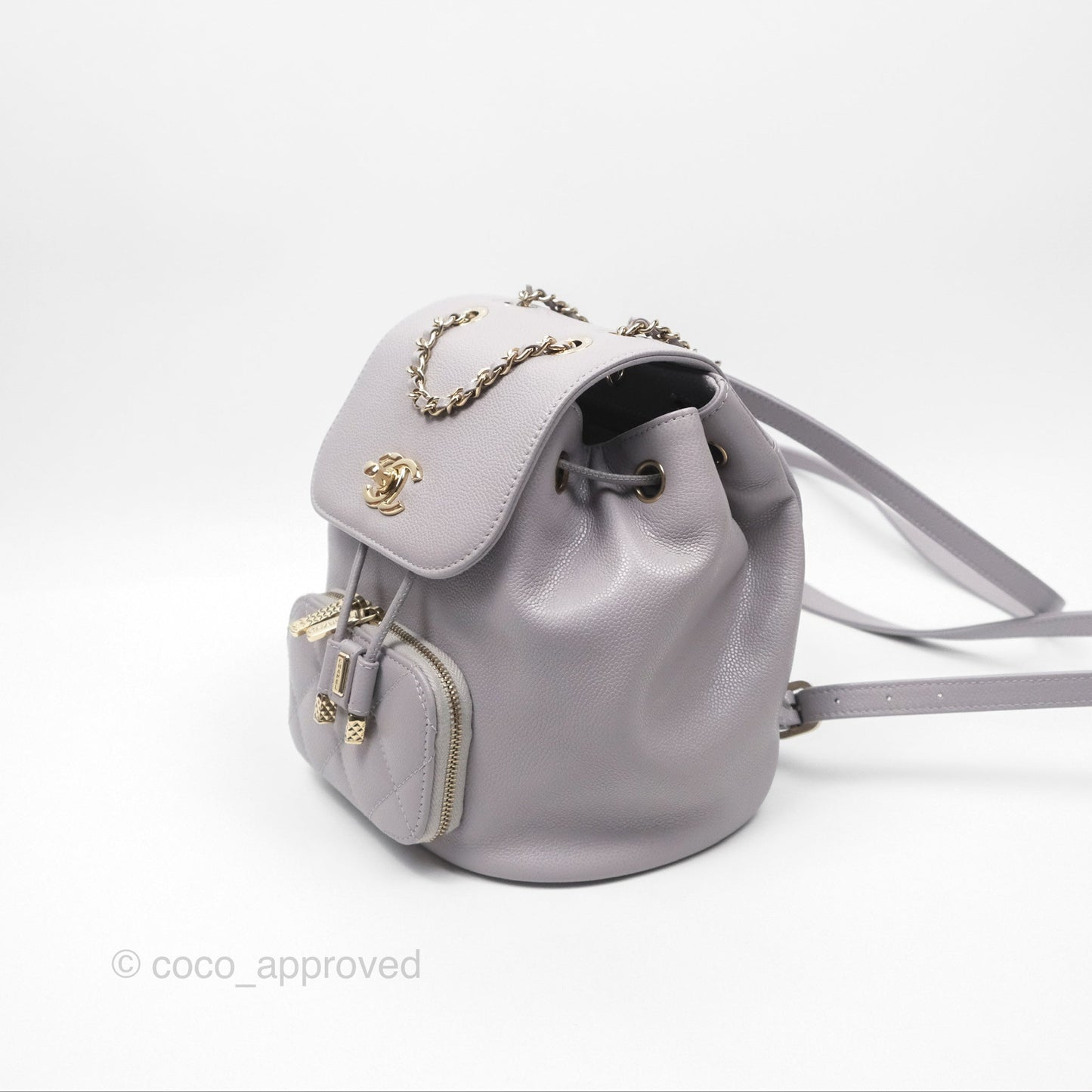 Chanel Mini Business Affinity Backpack Grey Caviar Gold Hardware 22B