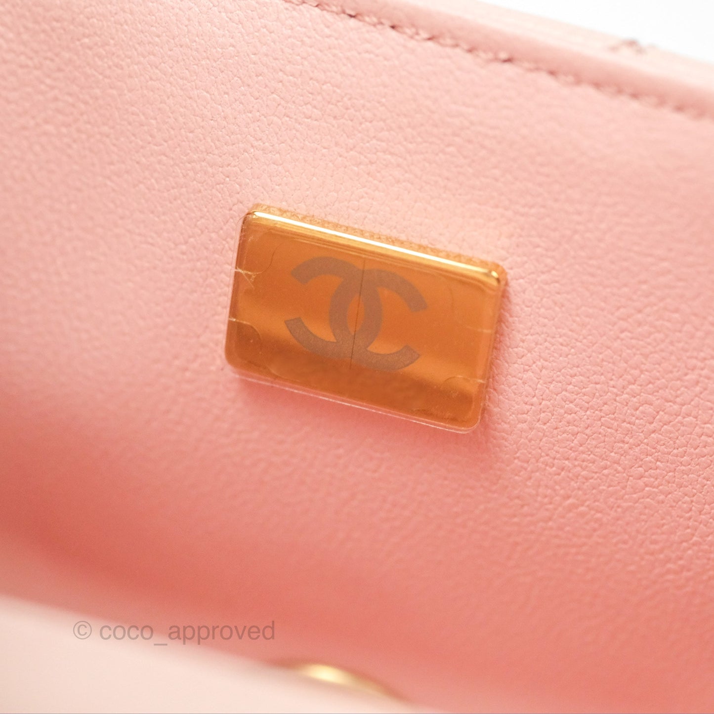 Chanel Top Handle Mini Rectangular Flap Bag Light Pink Lambskin Aged Gold Hardware