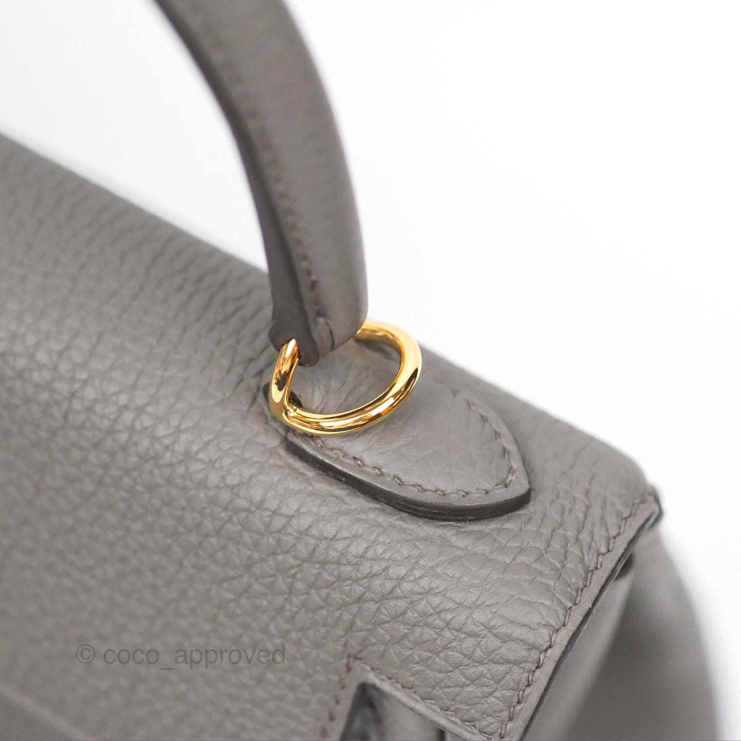 Hermès Kelly 25 Retourne Gris Etain 8F Togo Gold Hardware