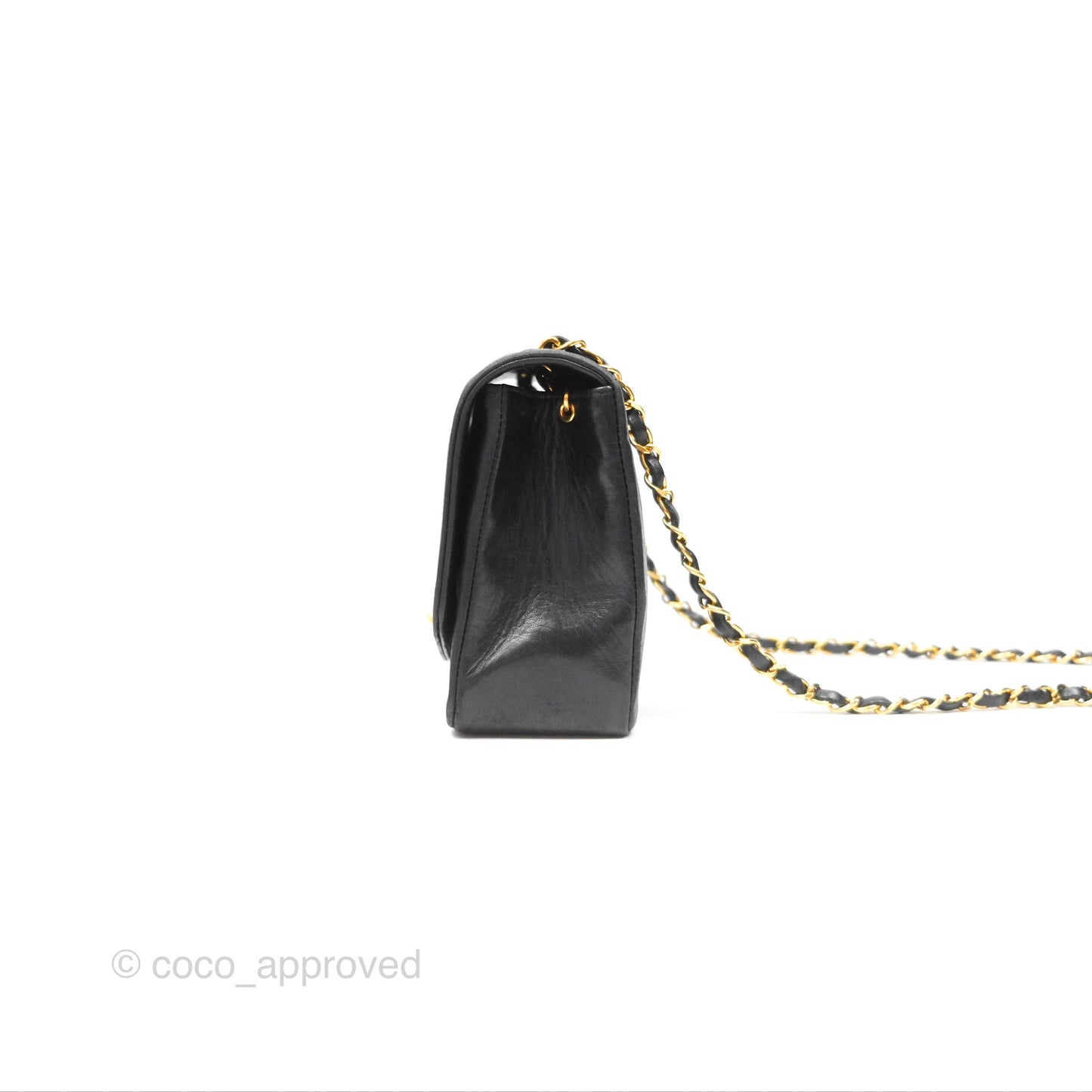 Chanel Vintage Medium Classic Diana Flap Bag Black Lambskin 24K Gold Hardware