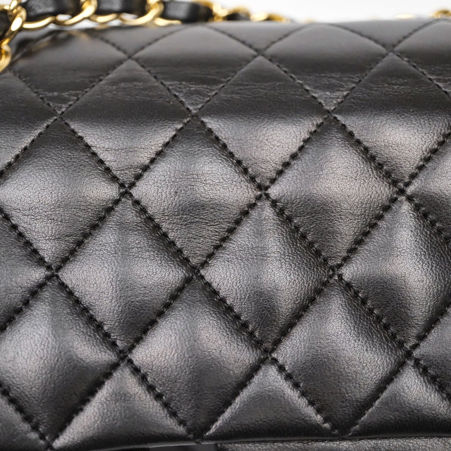 Chanel Classic M/L Medium Flap Quilted Black Lambskin Gold Hardware