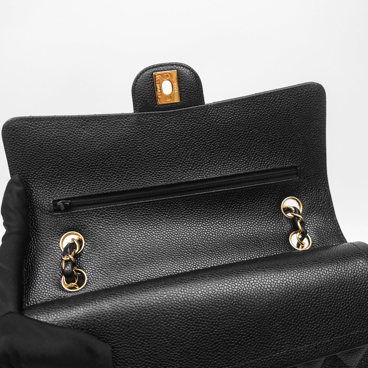 Chanel Classic Medium Flap Quilted Black Caviar Gold Hardware