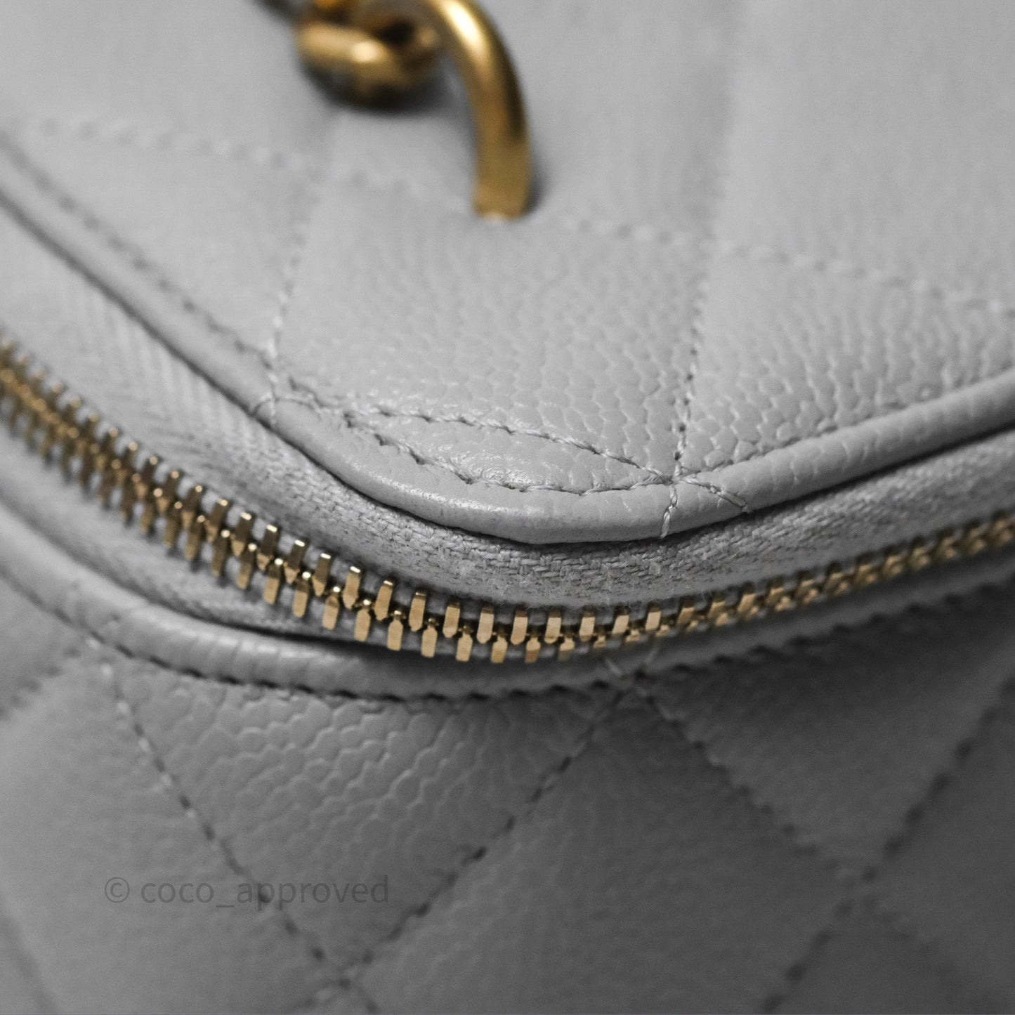 Chanel Vanity with Heart Adjustable Chain Grey Caviar Aged Gold Hardware