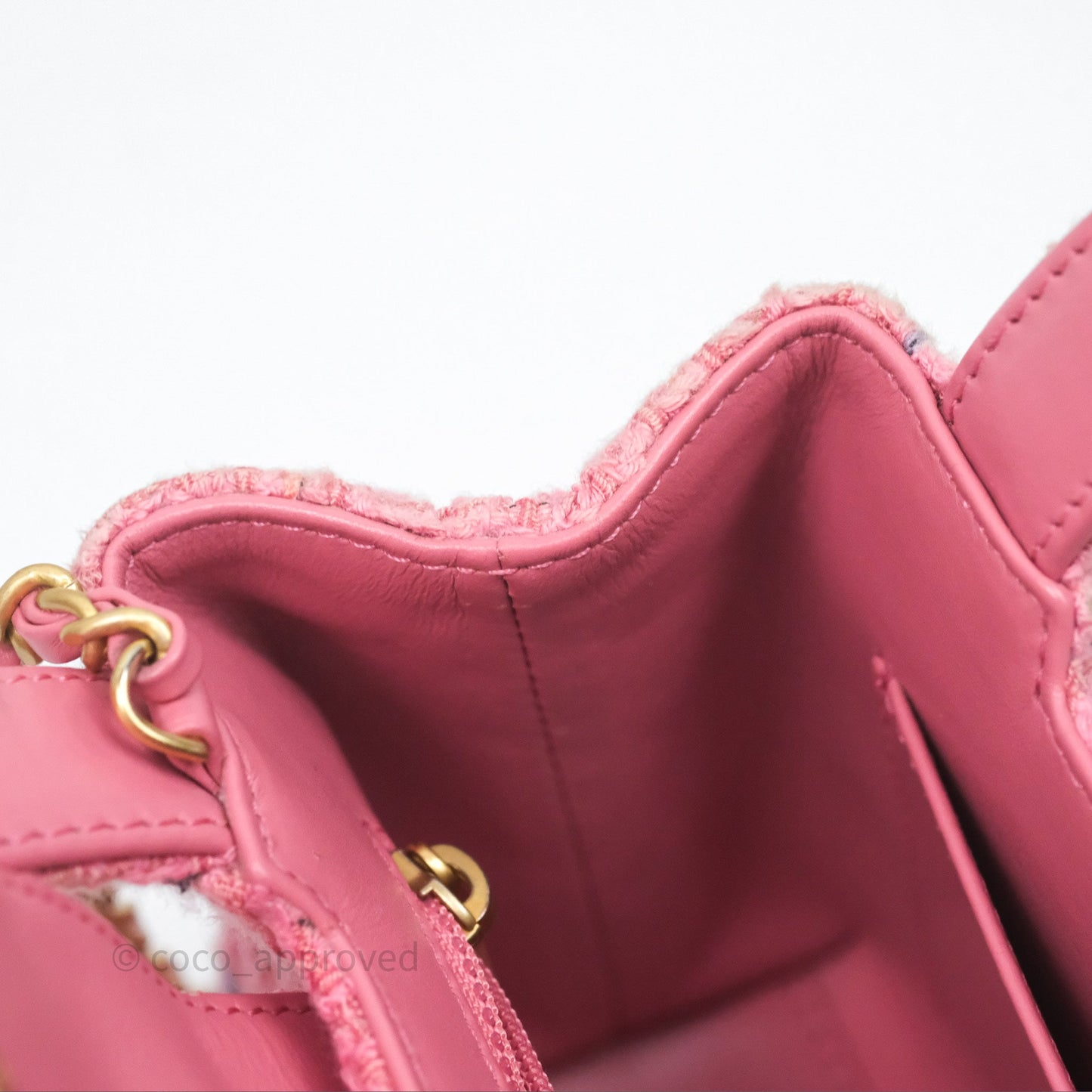 Chanel Kelly Bag Pink Tweed Aged Gold Hardware