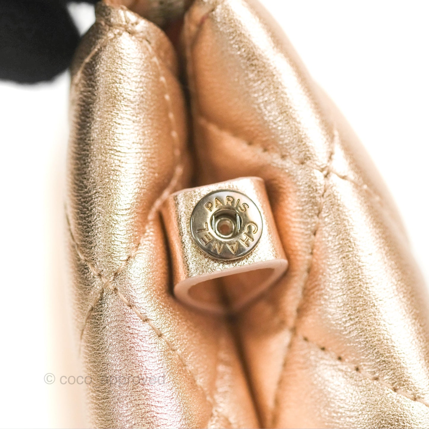 Chanel Toiletry Pouch Metallic Rose Gold Lambskin Silver Hardware