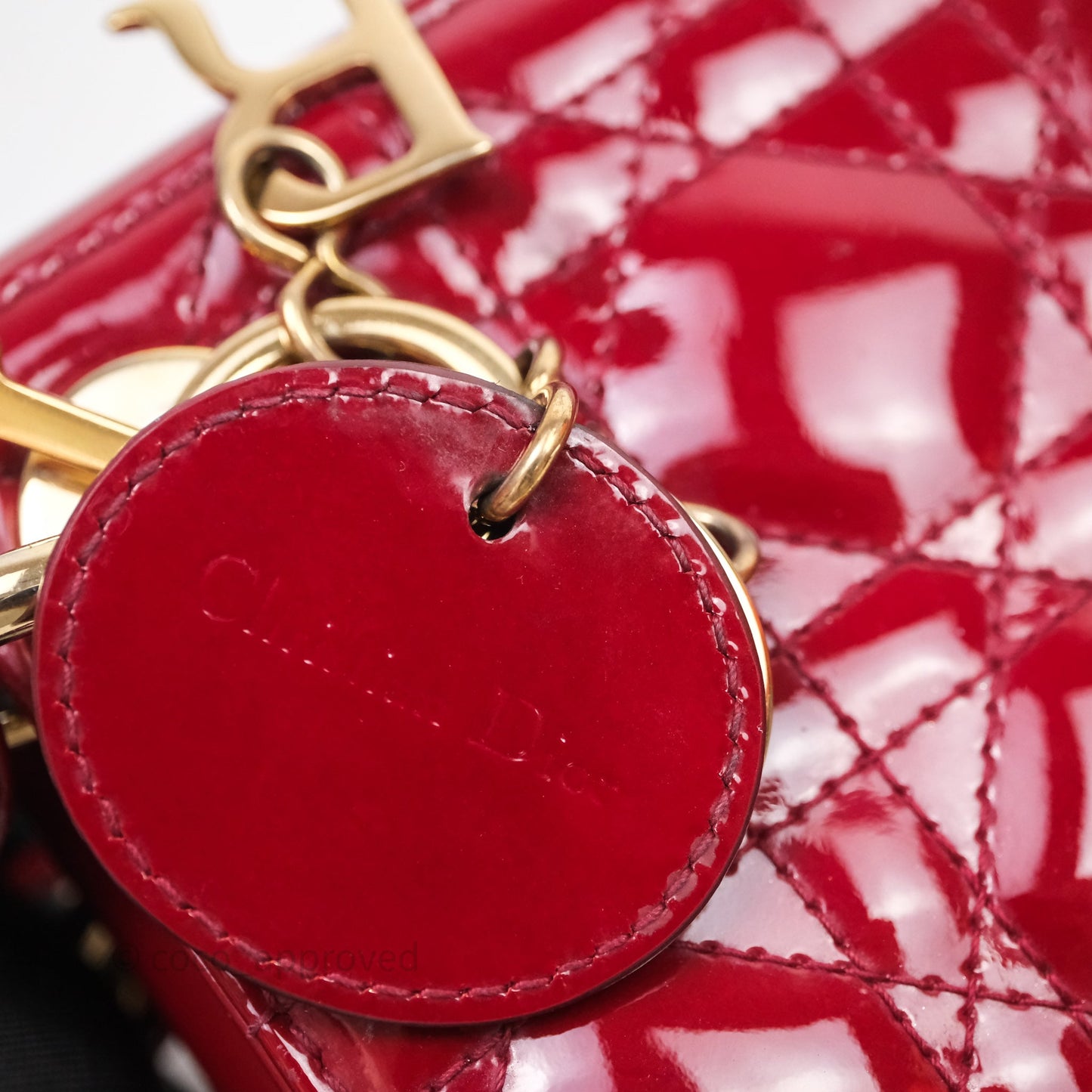 Christian Dior Mini Lady Dior Red Patent Cannage Gold Hardware