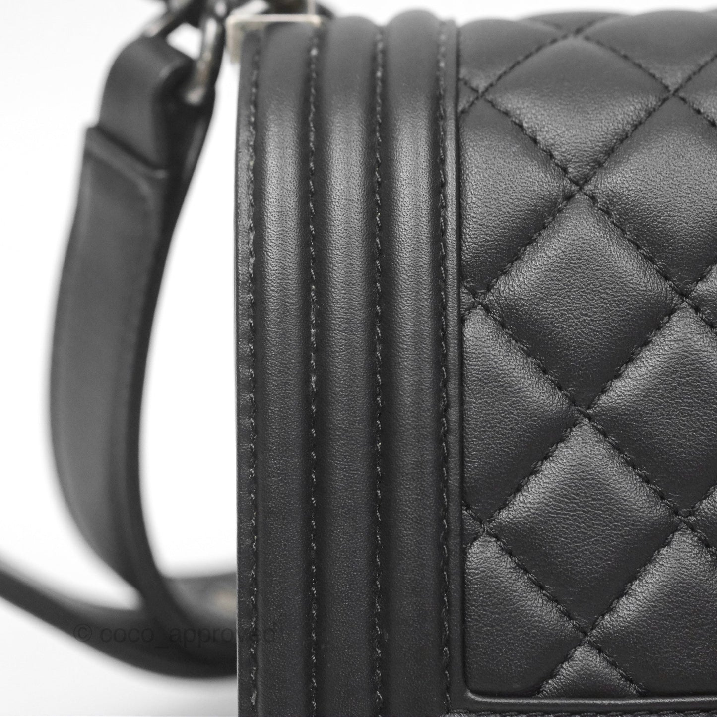 Chanel Small Boy Black Calfskin Ruthenium Hardware