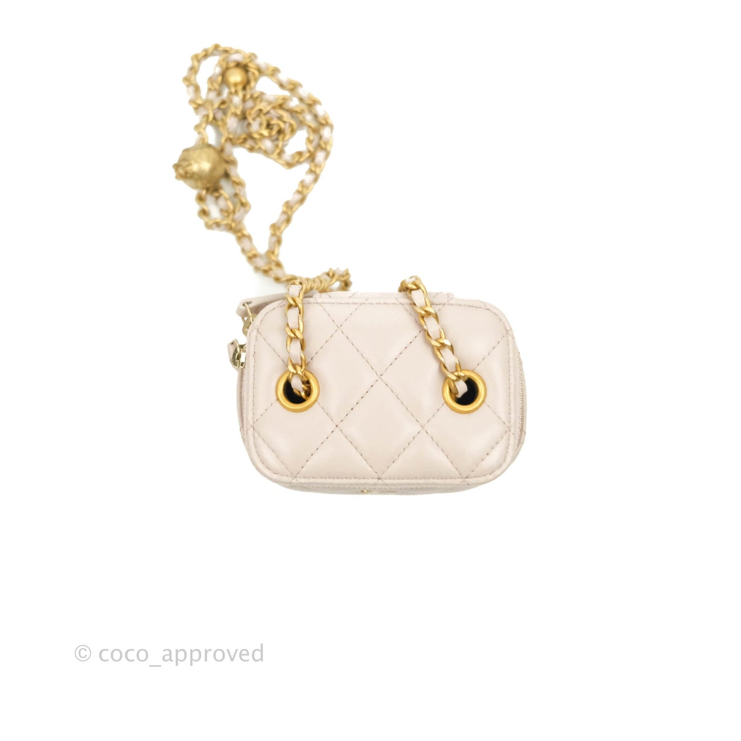 Chanel Classic Mini Pearl Crush Vanity With Chain Lilac Pink Lambskin Aged Gold Hardware