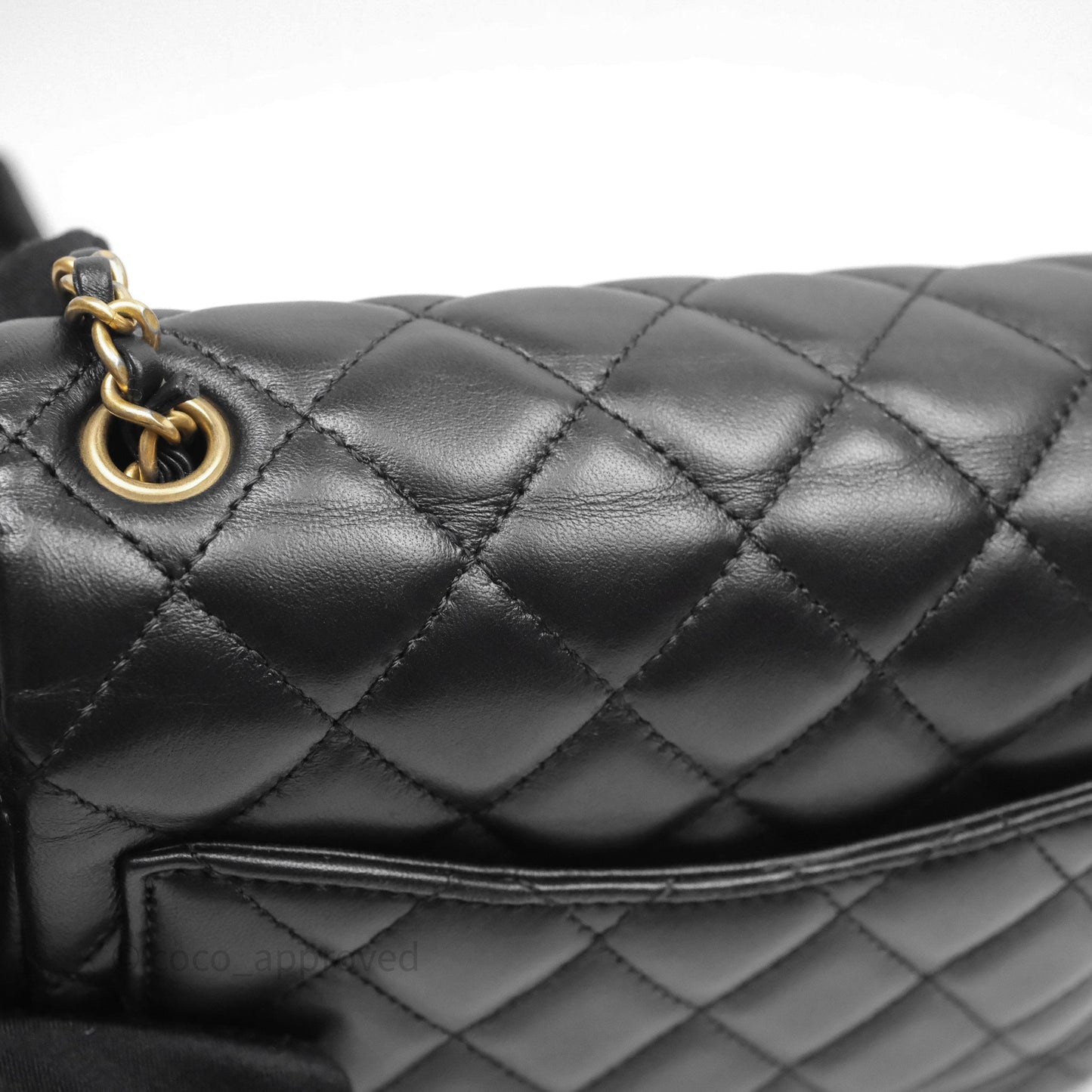 Chanel Romance Mini Square Flap Black Lambskin Aged Gold Hardware