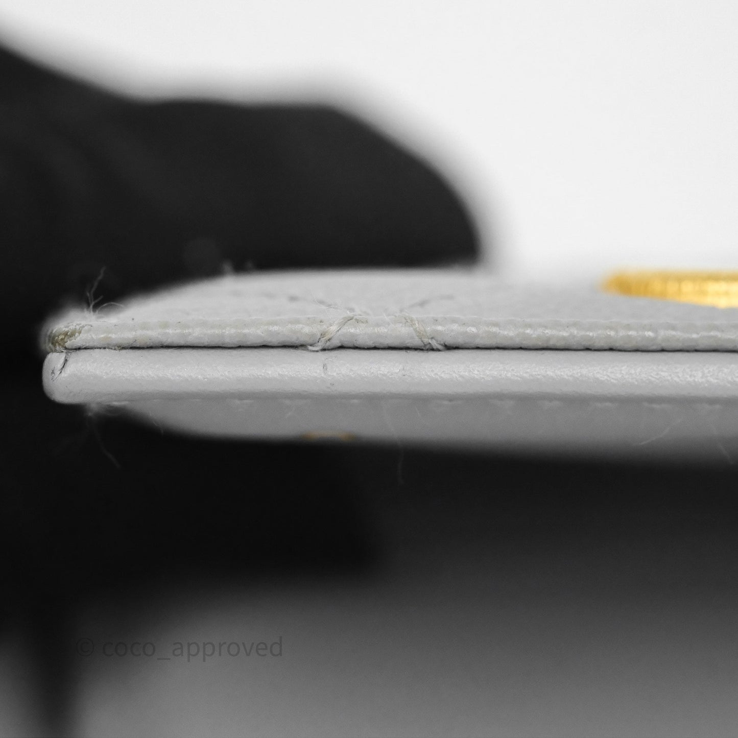Chanel Quilted Short Wallet Grey Caviar Gold Hardware