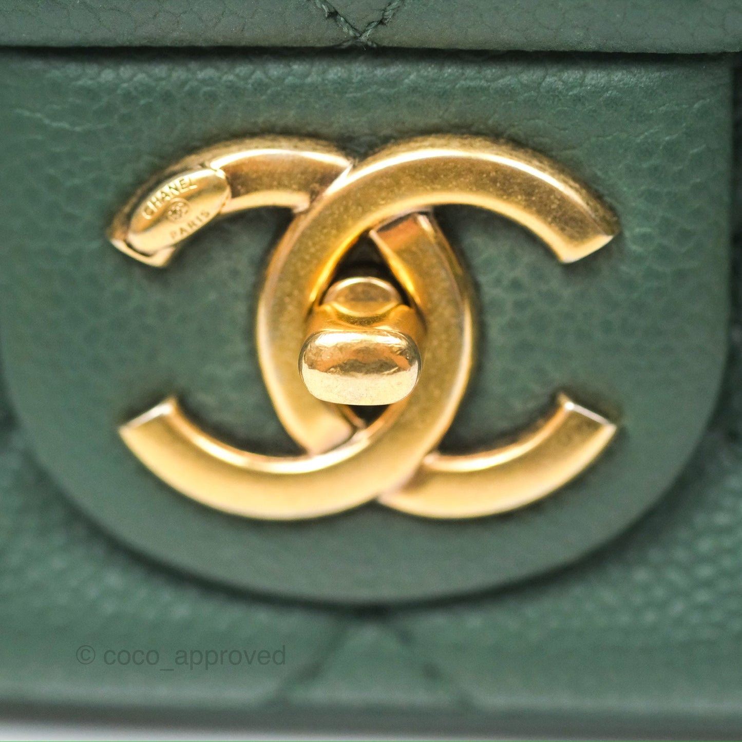 Chanel Globe Trotter Flap Bag Dark Green Caviar Aged Gold Hardware