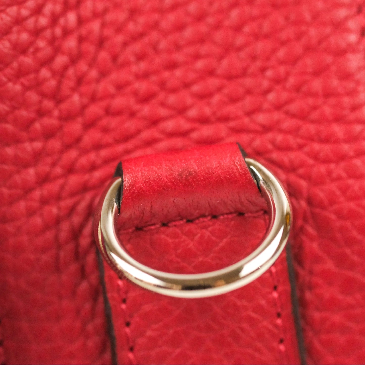 Moynat Swing Bag Red Grained Leather Silver Hardware
