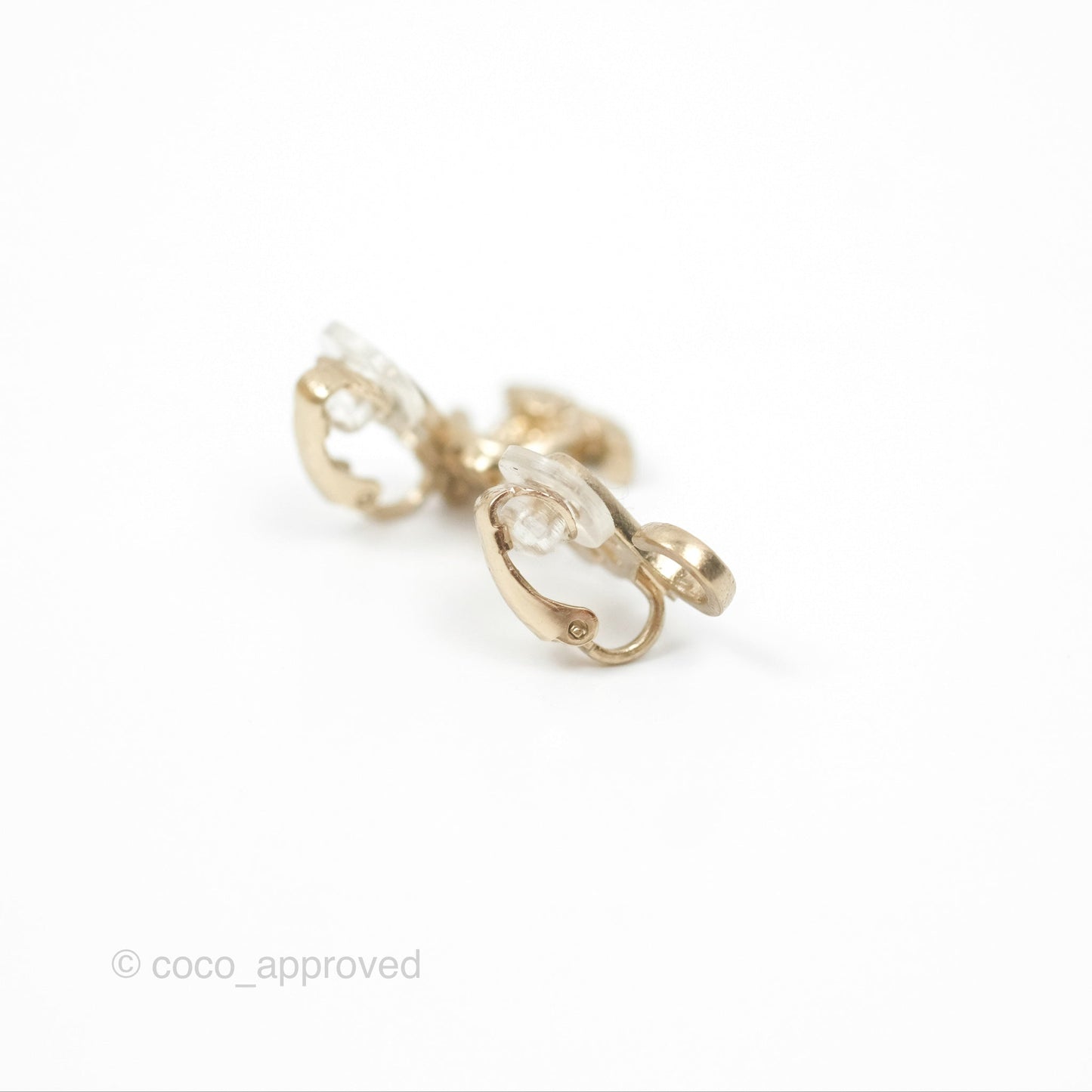 Chanel Logo CC Turnlock Ear Clips Gold Tone 21P