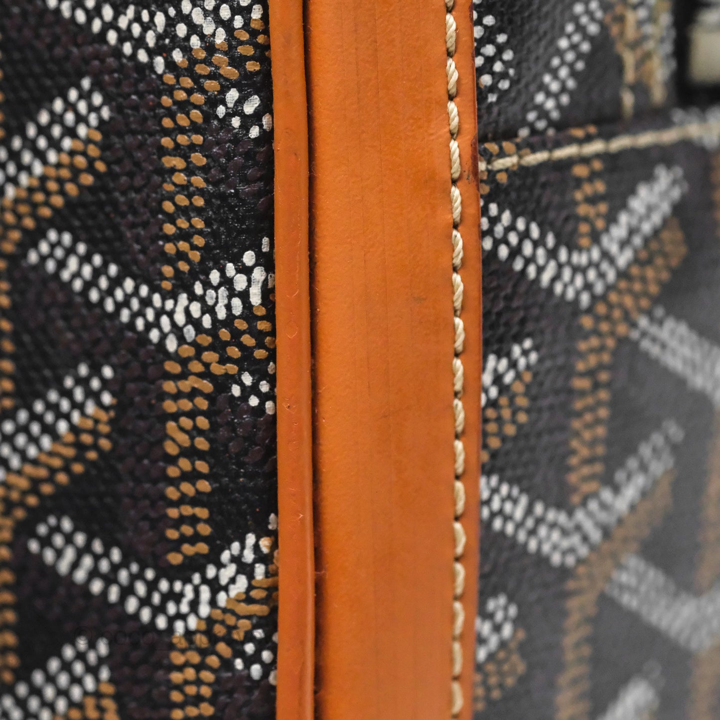 Goyard Saint Martin Bag Goyardine Canvas Black/ Tan