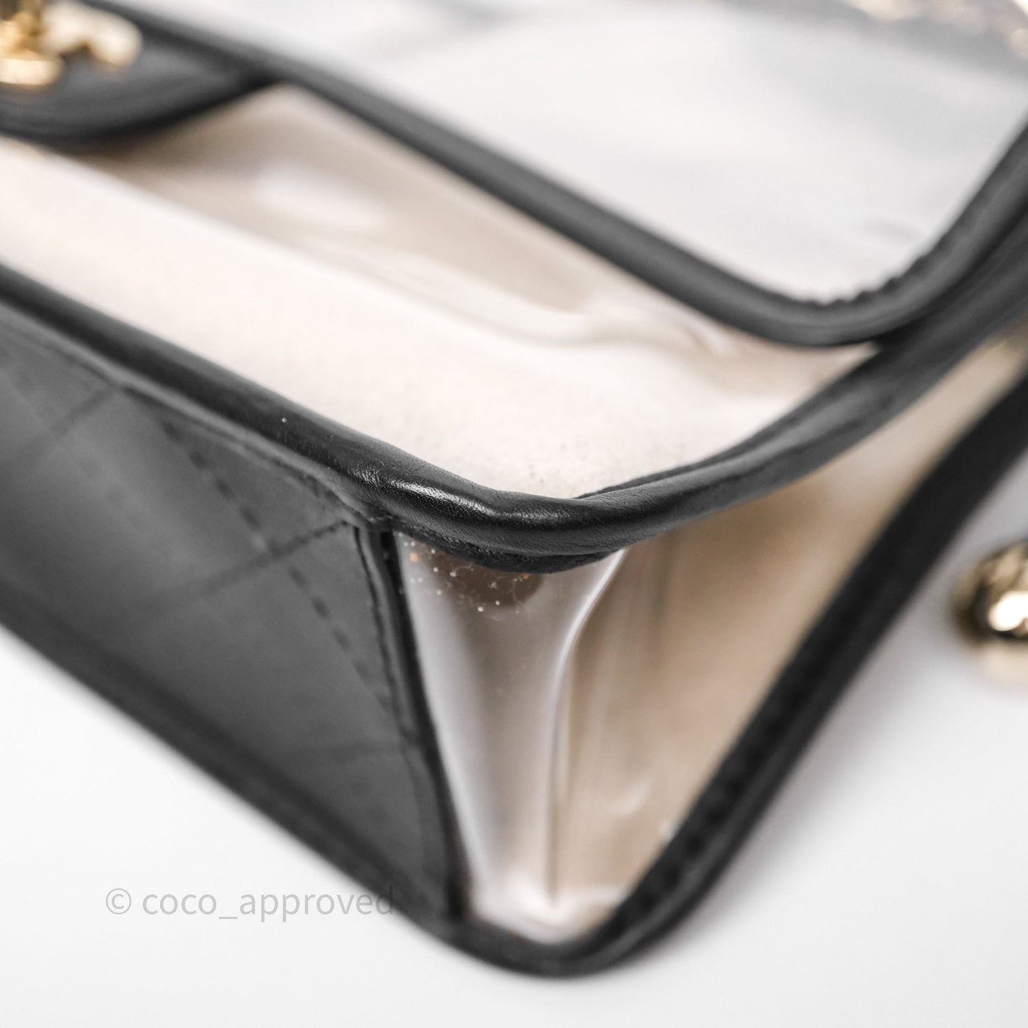 Chanel Medium Sand By The Sea PVC Flap Black Lambskin Gold Hardware