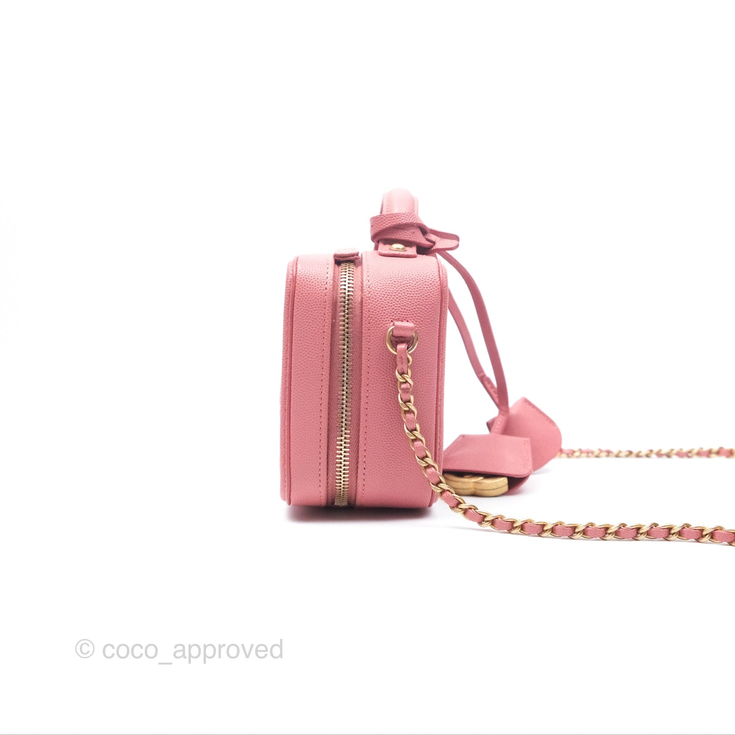 Chanel Quilted Small CC Filigree Vanity Case Pink Caviar Gold Hardware