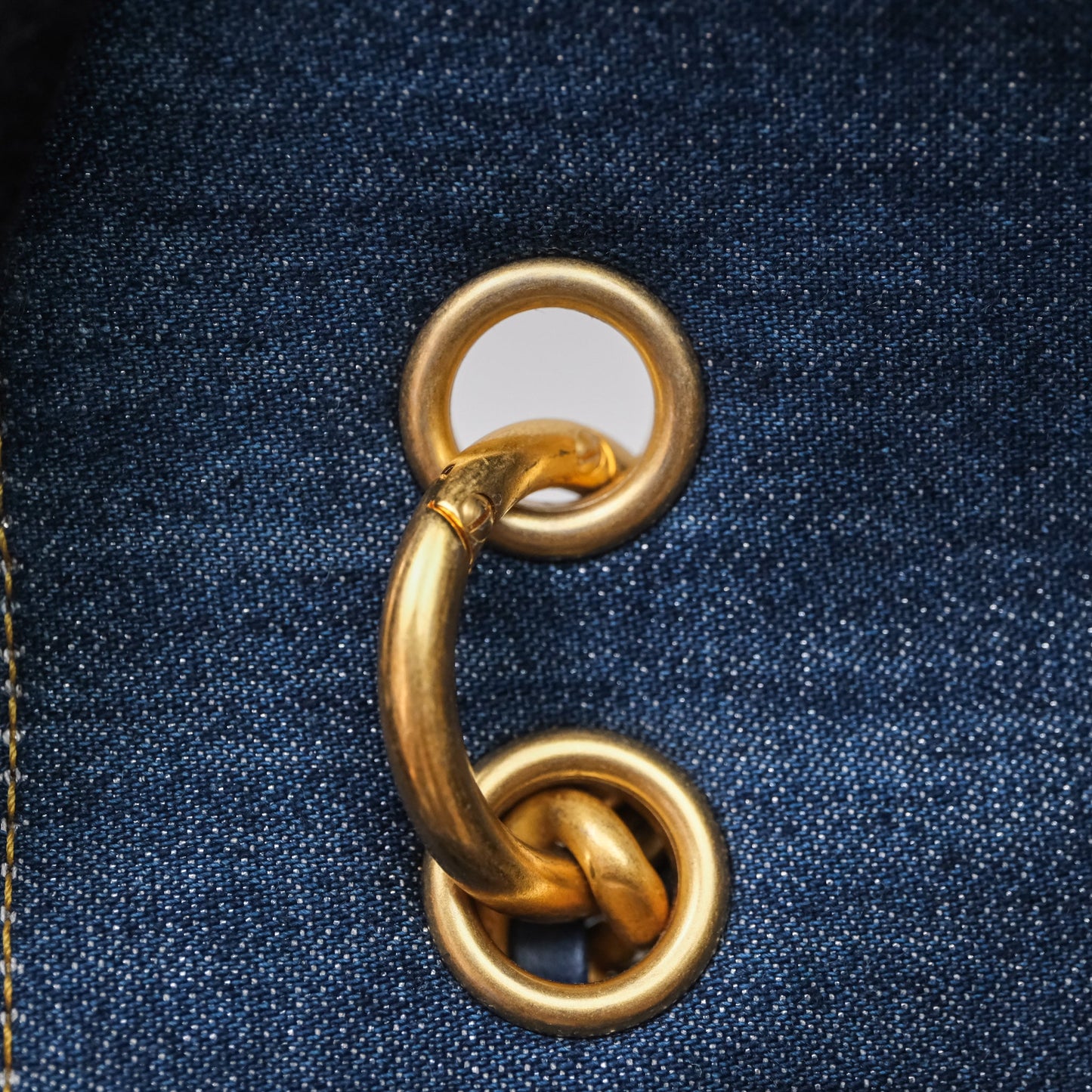 Chanel Square Flap Bag Denim Aged Gold Hardware