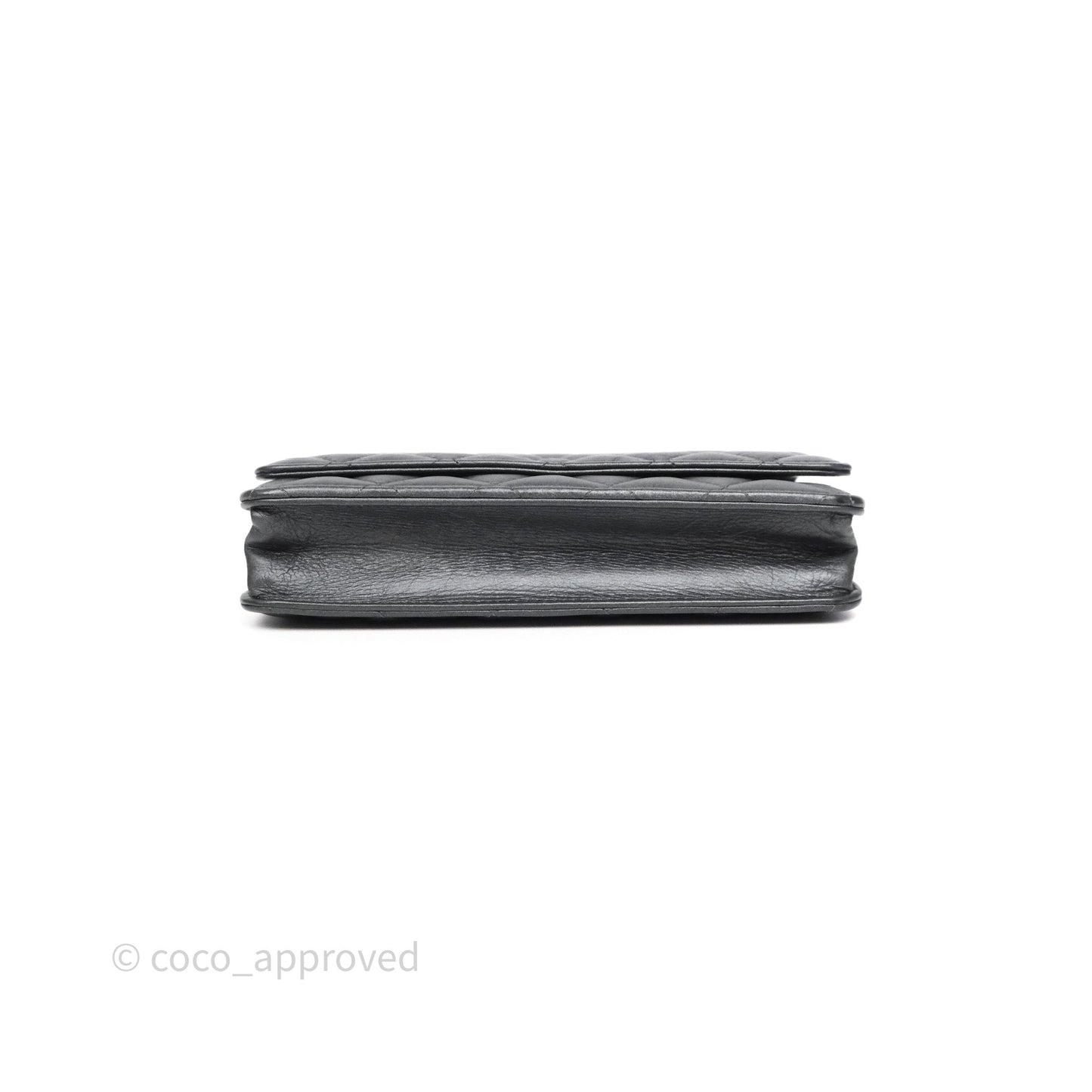 Chanel Tassel Charm Wallet On Chain WOC Iridescent Dark Silver Aged Calfskin