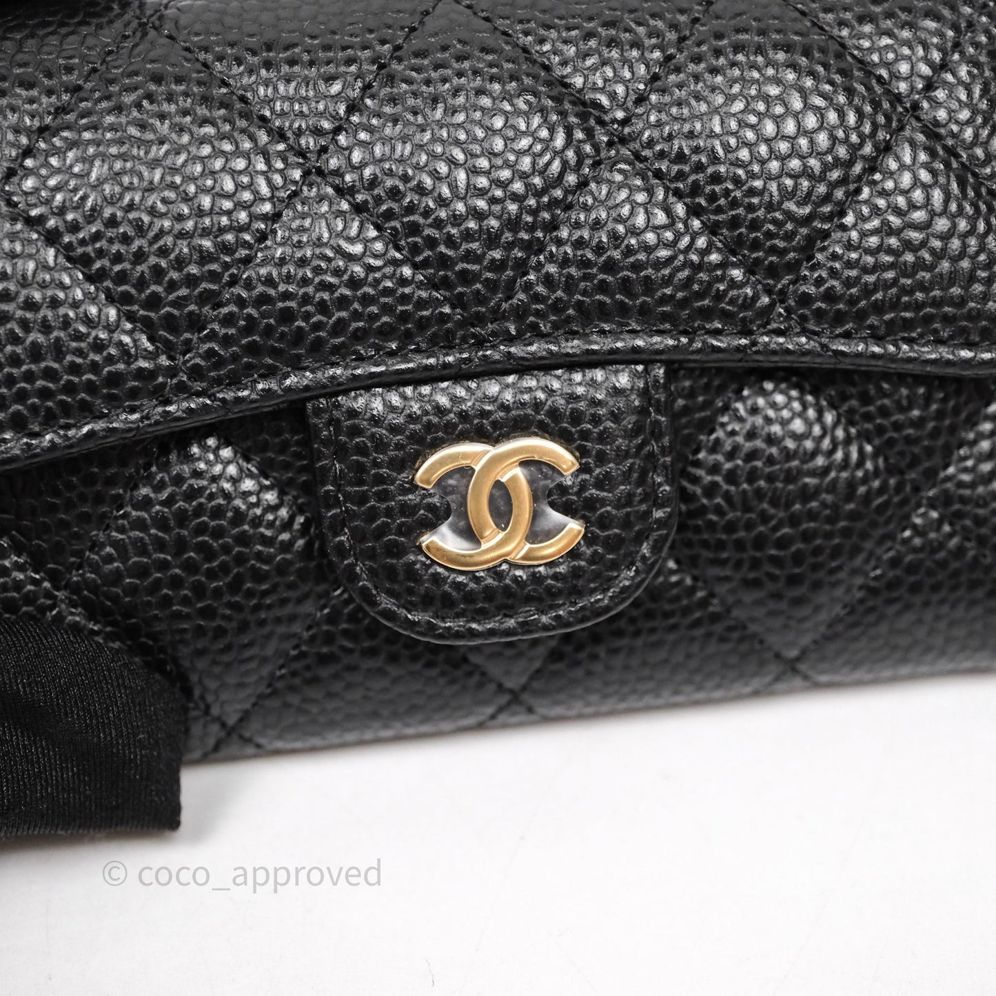Chanel Quilted Flap Card Holder Caviar Black Gold Hardware