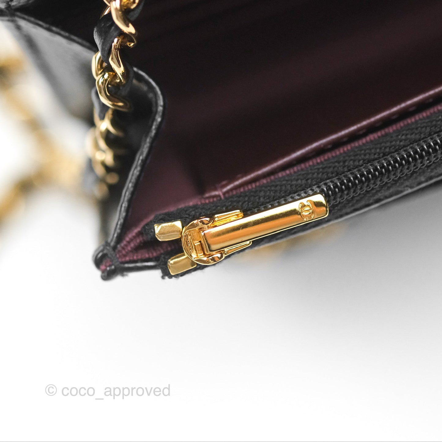 Chanel Classic Wallet On Chain WOC Quilted Black Caviar Gold Hardware