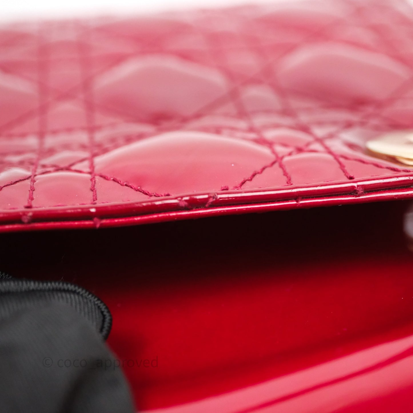 Christian Dior Mini Lady Dior Red Patent Cannage Gold Hardware