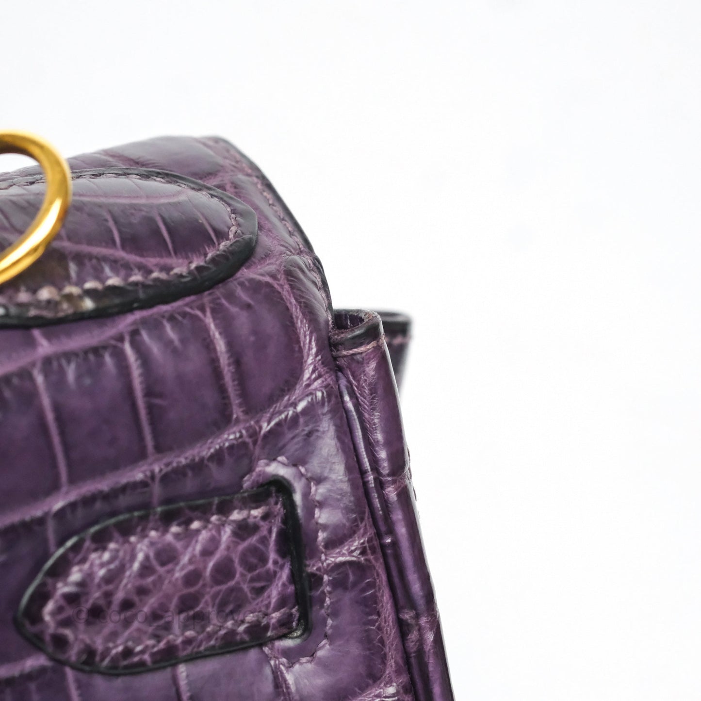 Hermès Kelly 28 Purple Crocodile Gold Hardware