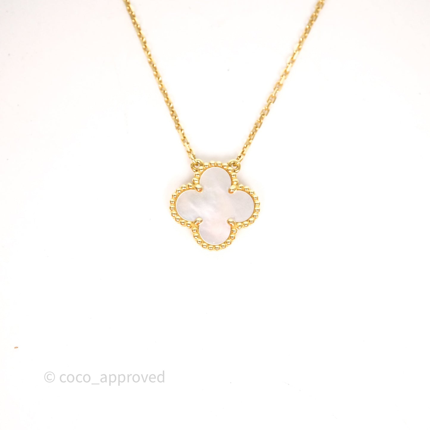Van Cleef & Arpels Vintage Alhambra Pendant Necklace White Mother-of-pearl Yellow Gold