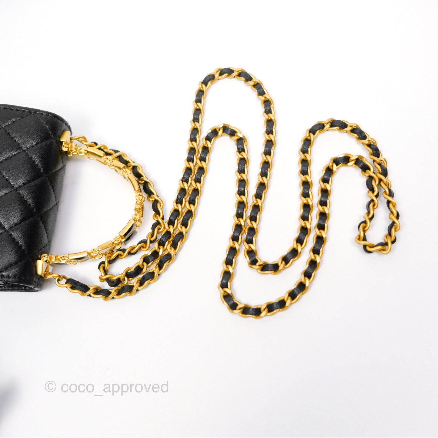 Chanel Mini Enamel Handle Clutch on Chain Black Lambskin Gold Hardware 22B