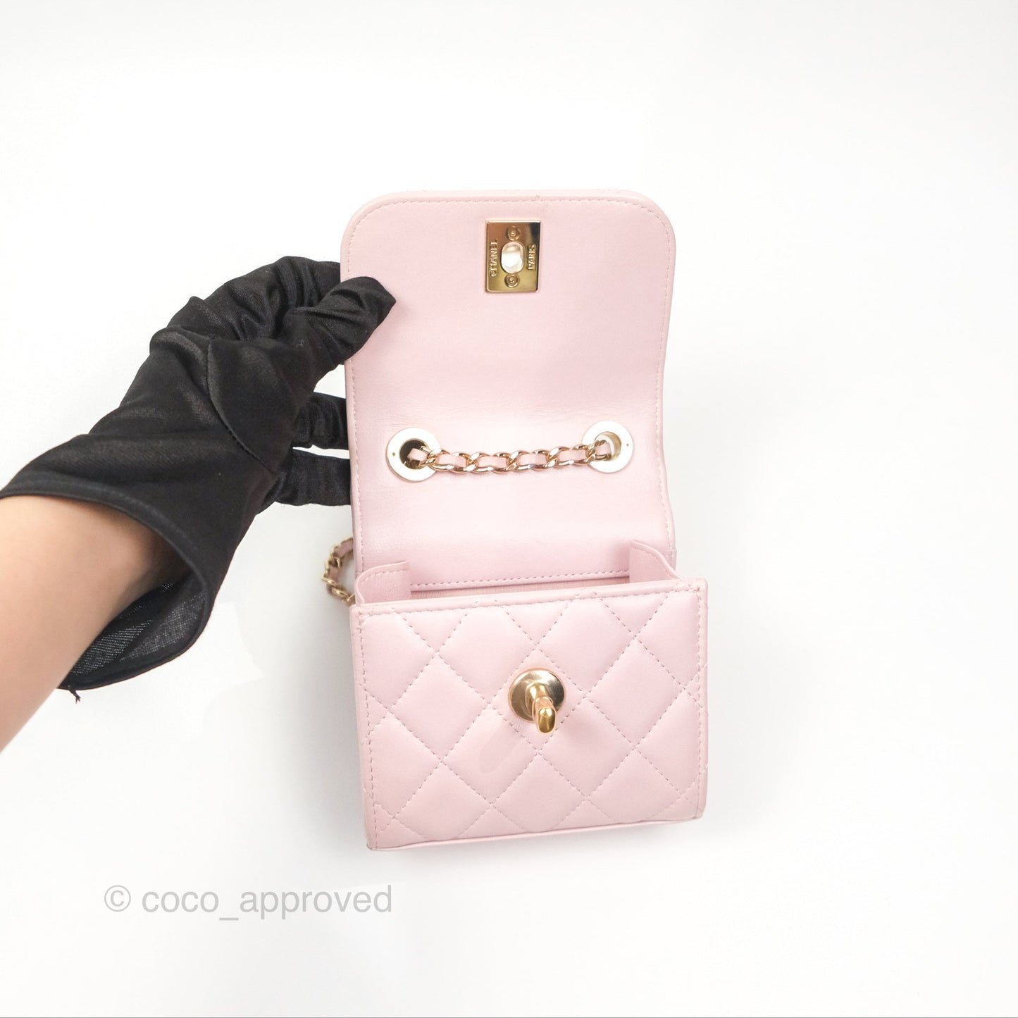 Chanel Mini Quilted Trendy CC Clutch With Chain Lilac Rose Clair Lambskin Gold Hardware