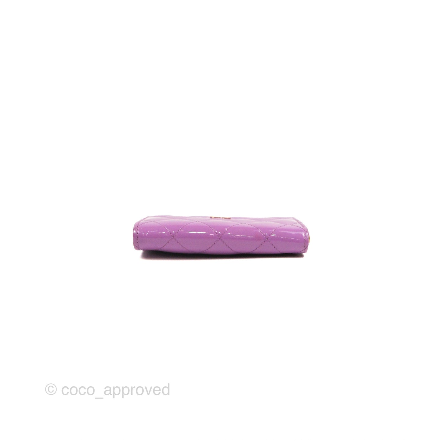 Chanel Classic Quilted Key Holder Purple Patent Gold Hardware