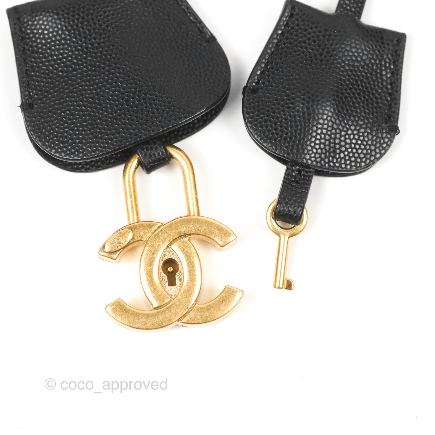 Chanel Quilted Medium CC Filigree Vanity Case Navy Black Caviar Aged Gold Hardware
