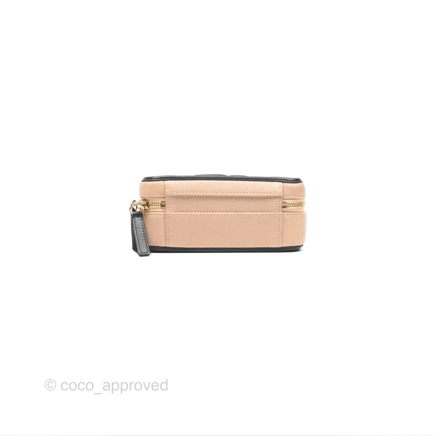 Chanel Quilted Small CC Filigree Vanity Case Beige Black Caviar Gold Hardware