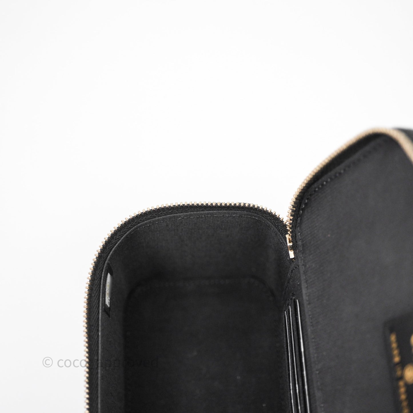 Chanel Top Handle Vanity Rectangular Black Lambskin Aged Gold Hardware