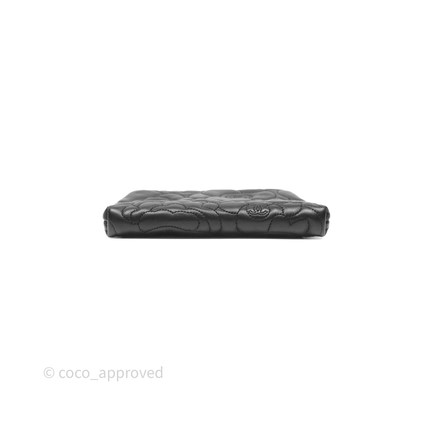 Chanel Camellia Pochette Clutch Black Lambskin Gold Hardware