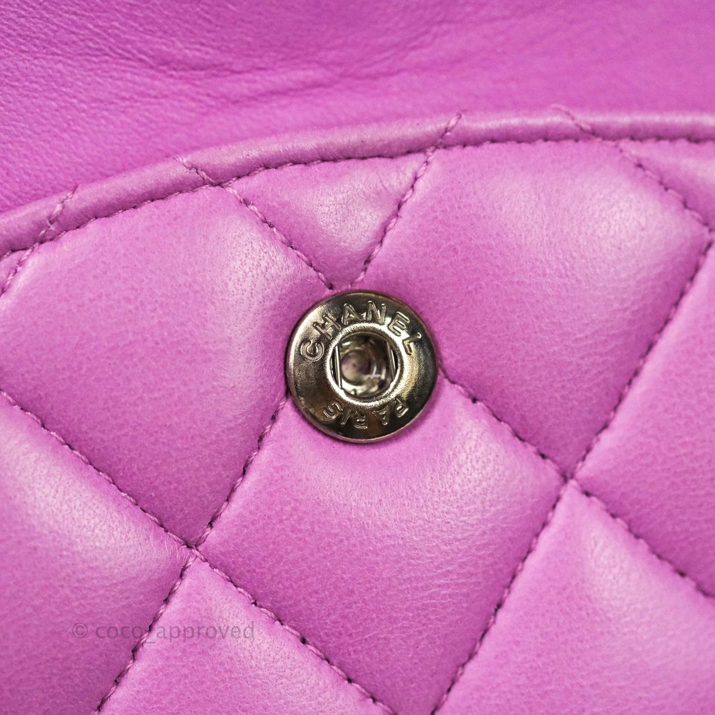 Chanel Classic M/L Medium Double Flap Purple Lambskin Silver Hardware