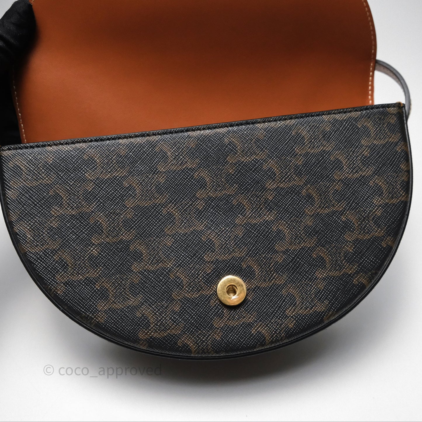 Celine Besace Cuir Bag Triomphe Canvas Tan