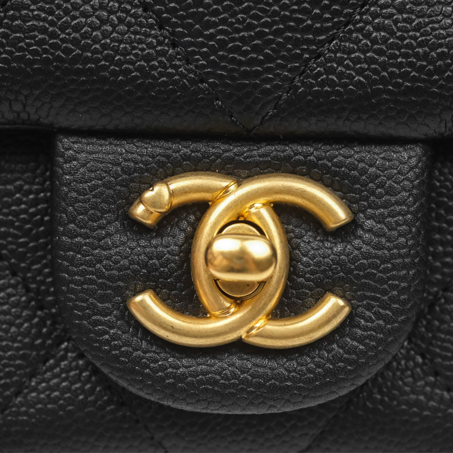 Chanel Mini Flap Bag Heart Adjustable Chain Black Caviar Aged Gold Hardware