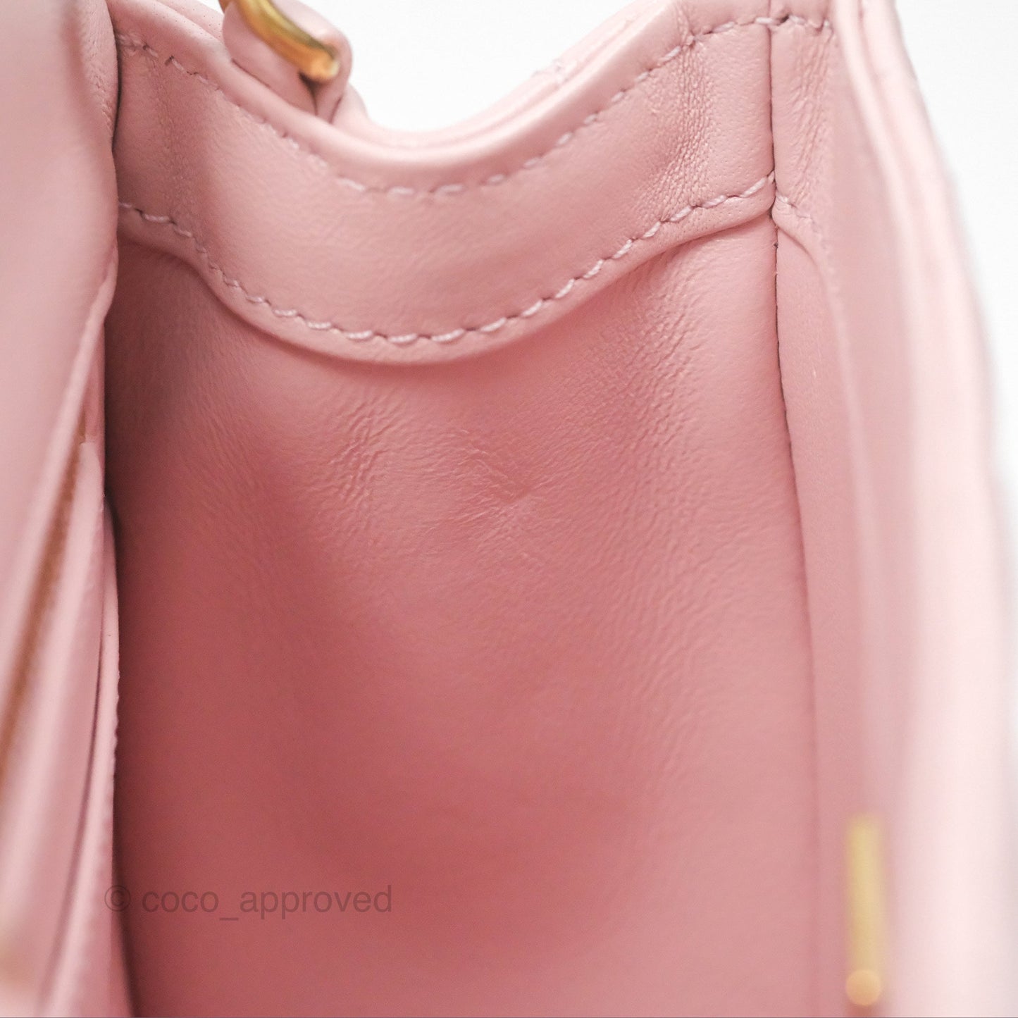 Chanel Pearl Crush Mini Square Quilted Light Pink Lambskin Aged Gold Hardware
