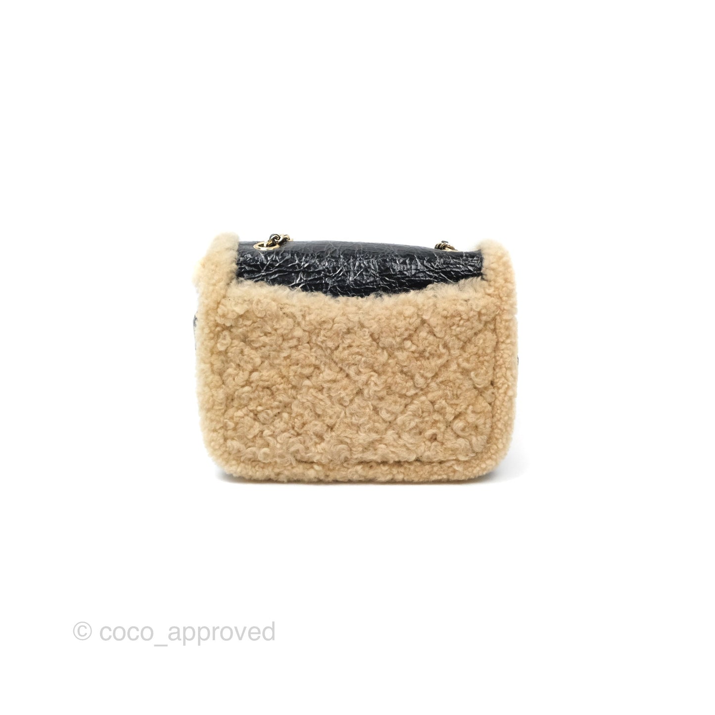 Chanel Mania CC Shearling Flap Bag Black Crumpled Glazed Sheepskin