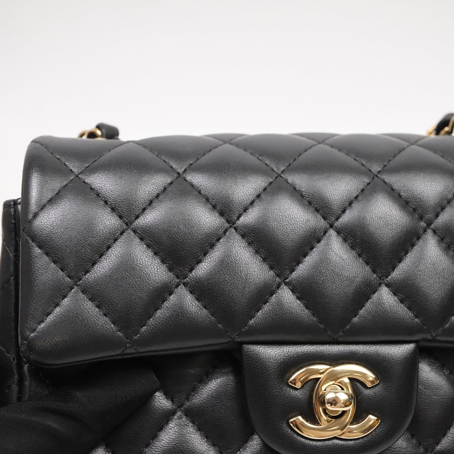 Chanel Mini Rectangular Flap Quilted Black Lambskin Gold Hardware