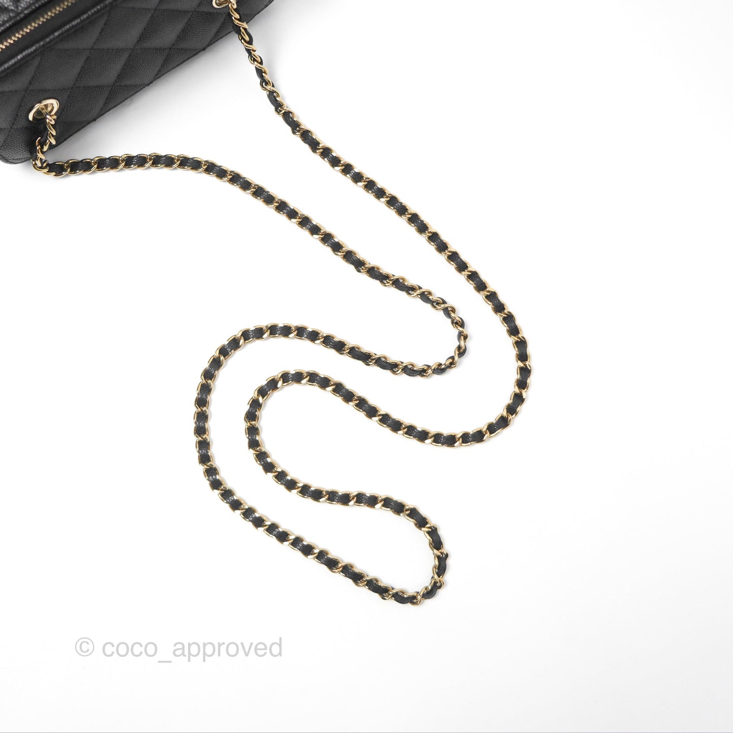 Chanel Vanity Rectangular With Chain Black Caviar Gold Hardware