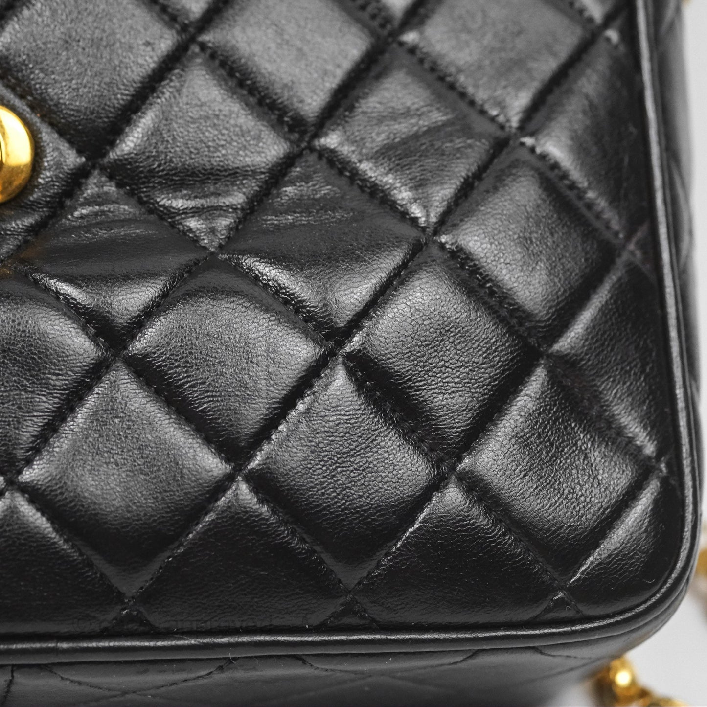 Chanel Vintage Diana Fringe Camera Bag Black Lambskin 24K Gold Hardware